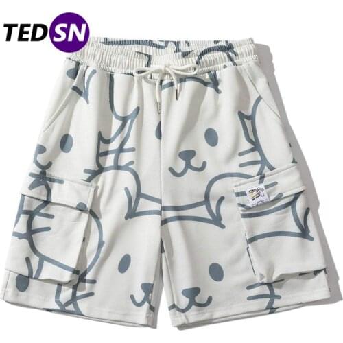 2021 Summer Mouse Full Print Shorts Man Hip Hop Streetwear Graffiti Embroidered Short Pants Harajuku Loose Joggers Sweatshorts