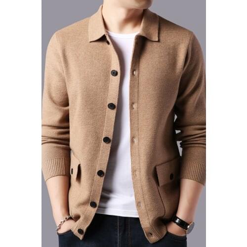 High Quality Sweater Cardigan Mens 2019 Spring and Autumn Male Fashion Knit V-neck Cardigan Jacket