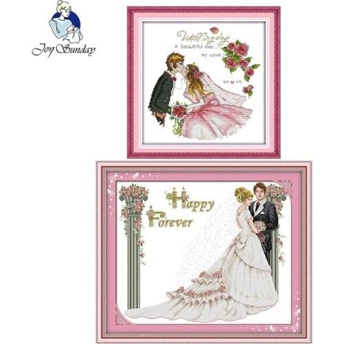 Joy Sunday Cross Stitch Kit Wedding Printed Canvas DMC 14CT fabric counted DIY embroidery needlework Kit wedding gift home decor
