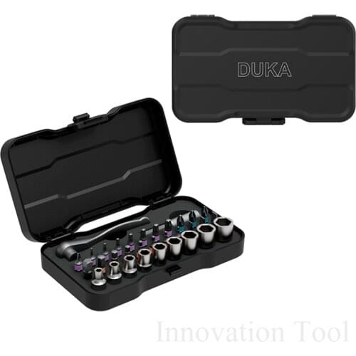 DUKA RS1 RS2 Multifunction Ratchet Wrench Screwdriver Set T Handle Socket Kit 6.35mm S2 Magnetic Bit Household Hand Repair Tools
