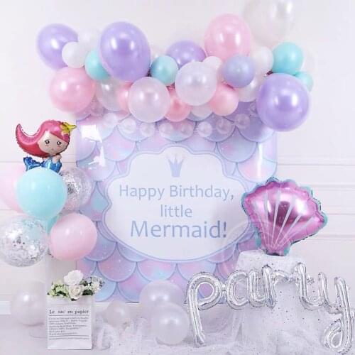 1SET Cartoon Mermaid Balloons Confetti Air Ballons Wedding Ballons Kids Girl Birthday Party Decorations Baby Shower Supplies