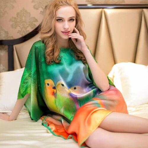 100% Silk nightdress Women Fashoin Nightwear Real Silk Sleepwear loose 100% mulberry silk nightgown women long plus size loose