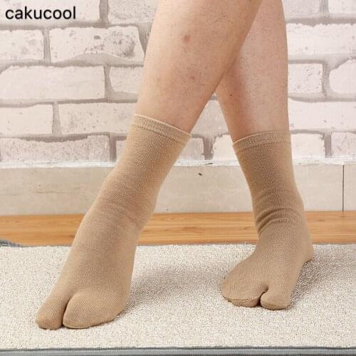 Cakucool 4 pairs of two toe socks tube cotton two toe socks deodorant toe socks men and women socks
