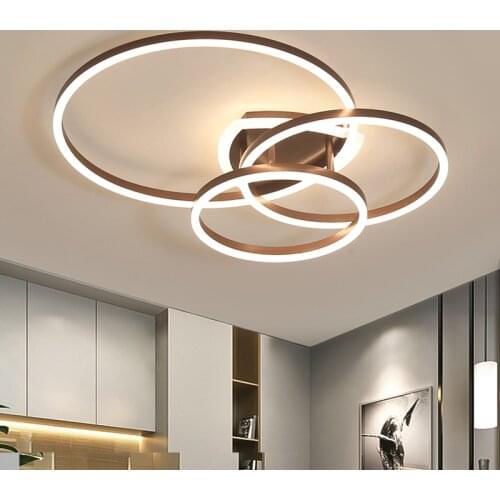New Acrylic Modern Led Ceiling Lamp Remote Control Living Room Bedroom White/Brown Home Deco Surface Mounted Chandelier Lights
