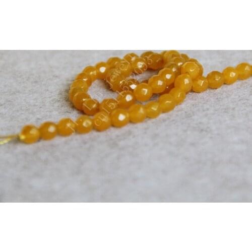 New Style 6mm Faceted yellow chalcedony beads stones beads Fashion Fit DIY Jewelry making wholesale