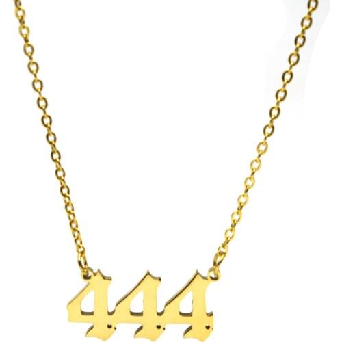 444 Angel Number Stainless Steel Pendant Necklaces for Women Custom Birth Date Birthday Jewelry BFF Gift