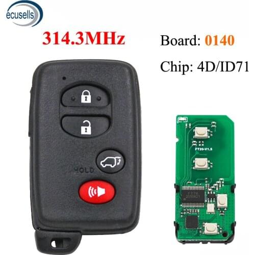 Board 0140 Smart Remote Key 3/3+1-SUV ASK314.3MHz 4D/ID71 for Toyota Carmy Reiz Pardoa Aalon 2005-2010 TOY48
