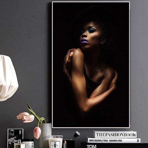 Sexy Black Nude African Woman Portrait Canvas Painting Posters and Prints Scandinavian Wall Art Picture for Living Room Cuadros