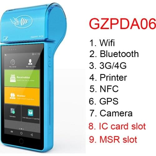 POS Terminal PDA With Wireless Bluetooth Wifi Android 7.0 System with Thermal Printer Built-in and Camera Barcode Scanner 1D 2D