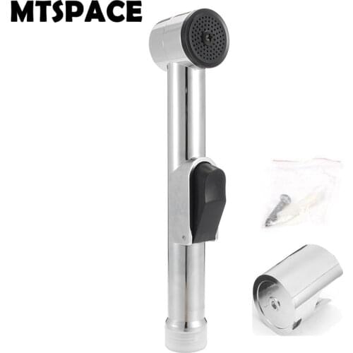 MTSPACE Chrome ABS Sprayer Handheld Toilet Bidet with Holder Shattaf Spray Bathroom Toilet Bidet Shower Head Nozzle Showerhead