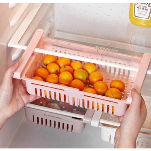 Adjustable Stretchable Kitchen Refrigerator Fresh-keeping Clapboard Multifunctional Organizer Basket Pullout Spacer Storage Rack
