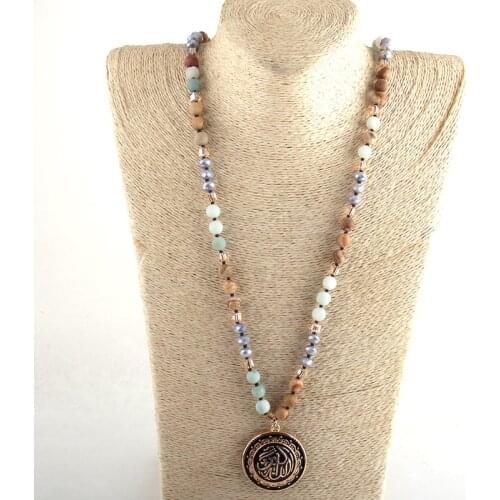 MD Fashion Bohemian Tribal Jewelry Crystal Stone Long Knotted Religion Metal Pendant Necklaces For Women Jewelry