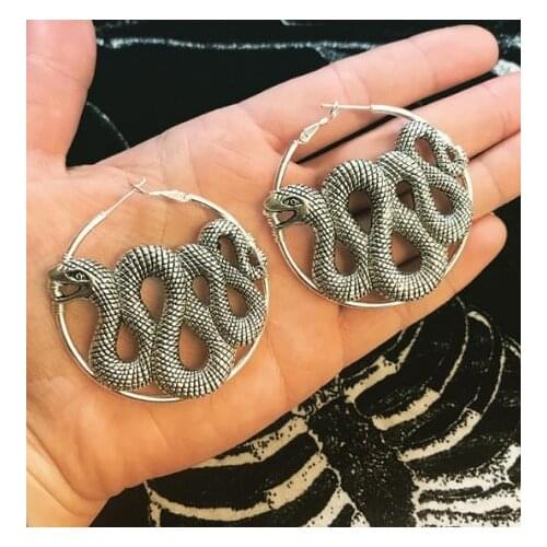 Snake Hoop Earrings, Big Hoop Earrings,Snake Charm Jewelry, Earrings, Snake Hoops, Snake Earrings