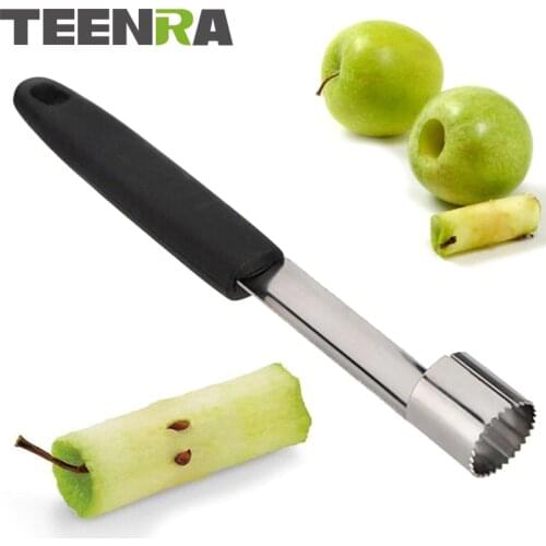 TEENRA 1Pcs 18cm Stainless Steel Fruit Core Seed Remover Apple Pear Corer Easy Twist Pitter Seeder Kitchen Tools
