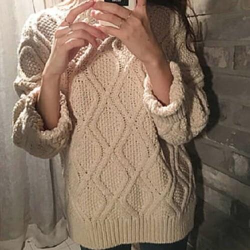 Chic winter thicken twist knitted sweater elegant mild arygle basic pullovers all-match classic streetwear solid minimalist pull