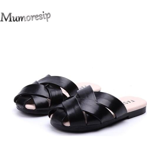 2021 Summer Girls Slippers Slides Soft Anti-slip Closed Toe Anti-kick Kids Flat Slippers Outdoor Children Beach Slides 26-36 New