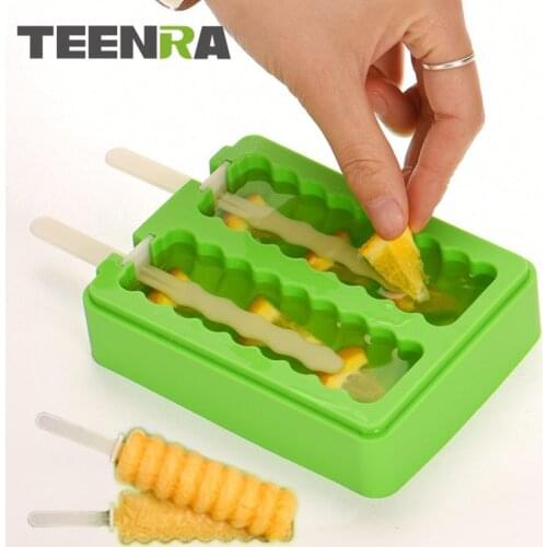 TEENRA 1Pcs 2 Cavity Silicone Ice Pop Mold Popsicle Maker Plastic Stick Silicone Popsicle Molds Frozen Popsicle Mold Ice Cream