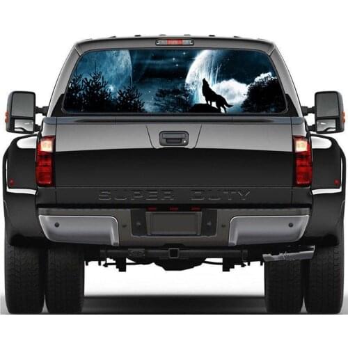 1PCS Wolf Howling Snow Moon Sky Galaxy Car Body Racing Side Door Long Stripe Stickers Auto Vinyl Decal Rear Window Sticker