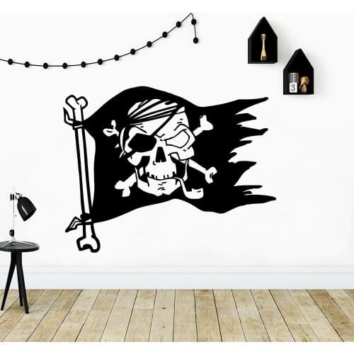 Pretty Jolly Roger Wallpaper Home Decoration Wall Sticker For Home Decor Living Room Bedroom Vinyl Art Decal adesivo de parede