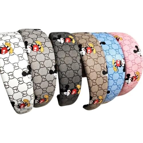 Cartoon Mickey Minnie Knotted Print Headband Fashion Wide-brimmed Fabric Hairpin High-end Print Hair Accessories Female headband