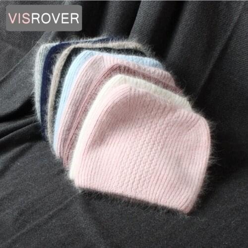 VISROVER 9 Colorway Unisex Solid Cat Shape Rabbit Fur Woman Winter Hat Soft Autumn Bonnet Cute Cat Ear Woman Warm Skullies Gift