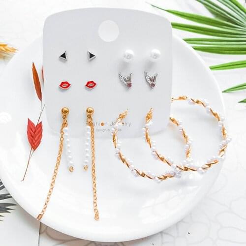 Korean Style Round Pearl Hoop Earrings for Women Trend Jewelry 2021 Fashion Handmade Metal Tassel Dangle Earring Female Gifts