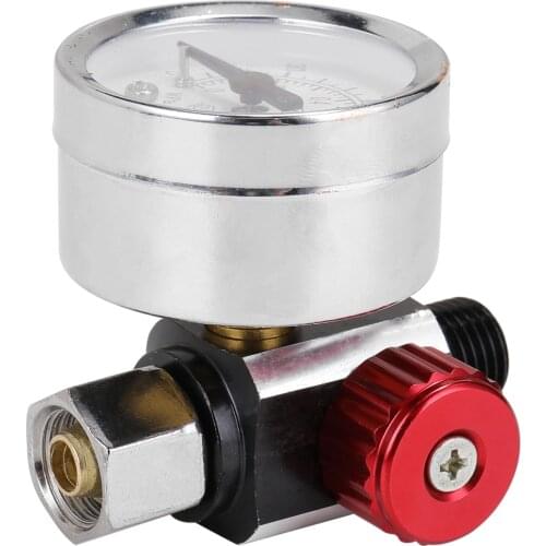 1/4" Mini Air Pressure Regulator Aluminum Alloy Spray Gun Pressure Gauge Regulator In-Line Water Trap Filter Pneumatic Tools