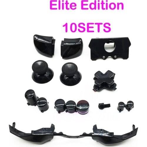 10 For Xbox One Controller Solid Black Full Button set Dpad Joysticks RT/LT LB/RB ABXY/Guide Thumbsticks Cap for Elite Edition