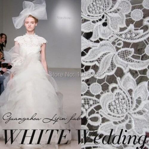 120CM Width White african cord lace fabric guipure lace fabric chemical lace water soluble for wedding DHL shipping