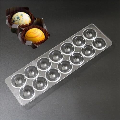 14 Cavities 3D Sphere Ball Shaped Hard Polycarbonate Mold DIY Baking Pastry Tools For Chocolate Candy