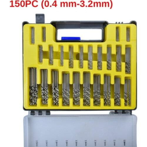 150PC 0.4-3.2mm/20PC 0.3-1.6mm Small Precision Mini HSS Hand Tools Twist Drill Kit Set with Carry Case Plastic Box