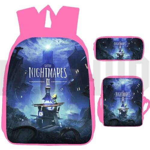 Back To School 3 Pcs/Set Pink Little Nightmares 2 Backpacks for School Teenagers Girls Anime 3D Print Schoolbags Laptop Book Bag