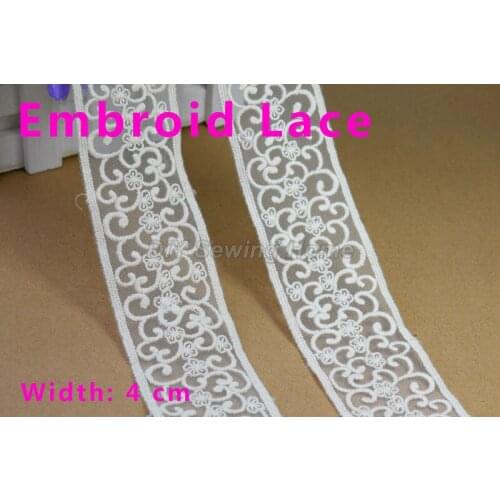 4cm width cotton Embroid sewing ribbon guipure lace trim or fabric warp knitting DIY Garment Accessories free shipping#2942