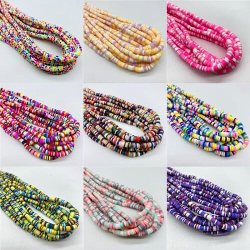 400pcs/Lot 4mm Colourful Clay Beads Flat Round Clay Polymer Loose Spacer Beads For Jewelry Making DIY Handmade Charms Bracelet