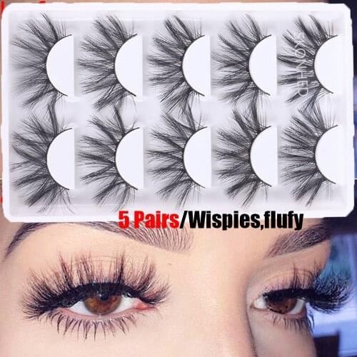 5 Pairs 3D Faux Mink Hair Soft False Eyelashes Handmade Fluffy Wispy Natural Long Lashes Extension Eye Makeup Tools