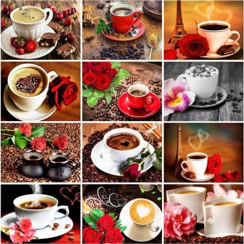 5d Diamond Painting Coffee Cup Full Square/Round Cross Stitch Kits Diamond Embroidery Flowers Picture Rhinestones Home Decor