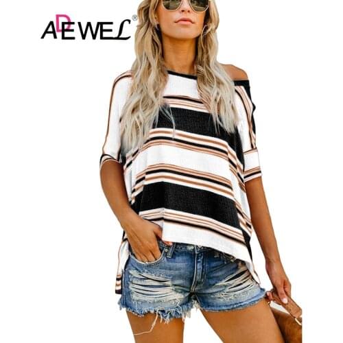 Женские полосатые футболки ADEWEL China At AliExpress