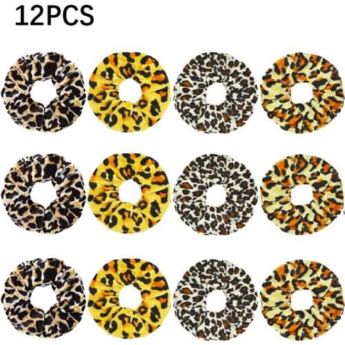 12 Pcs Velvet Scrunchie Pack for Girls Headwear Woman Leopard Scrunchies Korean Hair Accessories Cute Hair Ties 2020 VERVAE