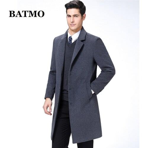 BATMO 2019 new arrival autumn&winter high quality wool long trench coat men,mens wool jackets,warm coat,plus-size M-XXXL,8806