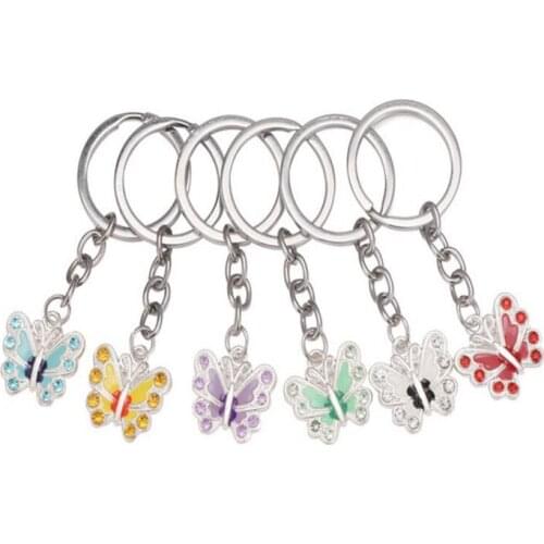 Animal crystal butterfly Keychain For Keys Car Key Ring Handbag Vintage Silver Couple Key Chains Jewelry Friendship Accessories