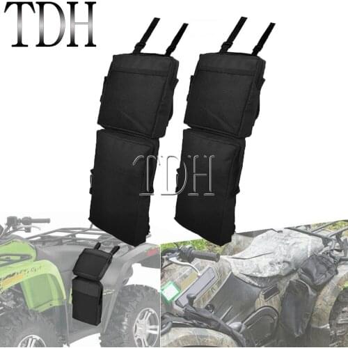 Black 2pcs 600D Waterproof ATV Fender Bags Luggage Storage Hunting Bags Tools Zipper Pockets Universal Motorcycle Outdoor Carry