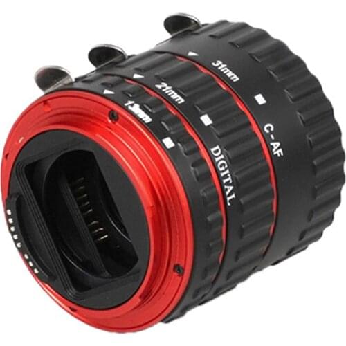 Colorful Metal TTL Auto Focus AF Macro Extension Tube Ring for Canon EOS EF EF-S 60D 7D 5D II 550D Red