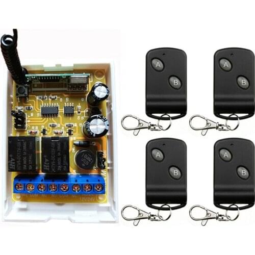 DC12V DC24V 2CH Relay Wireless Remote Control Switch Receiver Transmitter Learning 315/433 Normally Open/Closed Door Access LED