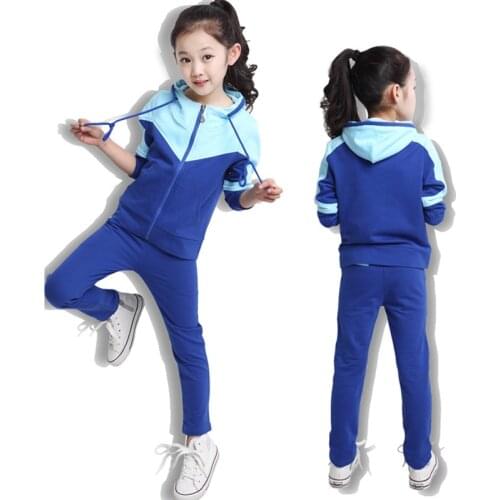 Kids Tracksuits Children Sportswear Black Blue Sports Sets Tracksuit Hooded Sport Wear For Student Dance Gym Running Clothes