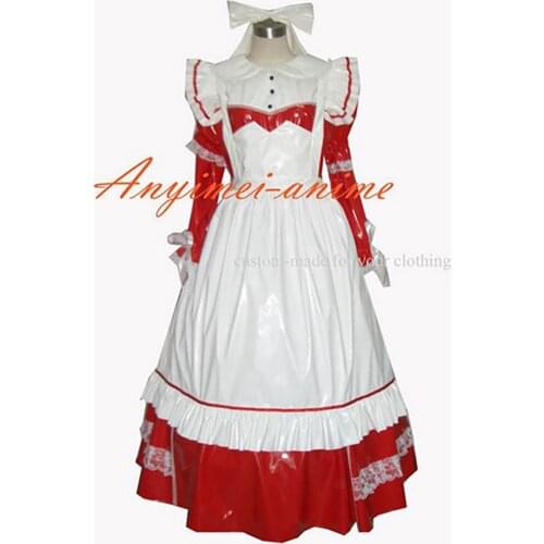 Sexy Sissy Maid Pvc Dress Red Lockable Uniform Cosplay Costume Tailor-made[G267]
