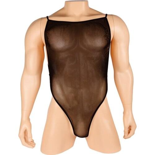 Men Sexy Lingerie Sheer Mesh Gay Sissy Penis Sheath Bodystocking Bodysuit Wear Cross Erotic Underwear