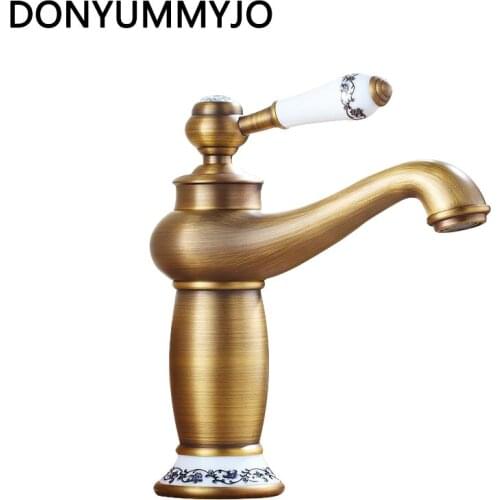 DONYUMMYJO Contemporary Antique Brass faucets Bathroom Sink Basin Faucet Mixer water Tap Home Improvement
