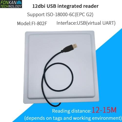 FONKAN ISO-18000-6C(EPC G2) uhf rfid integrated reader with 12dbi antenna USB interface for parking management free SDK