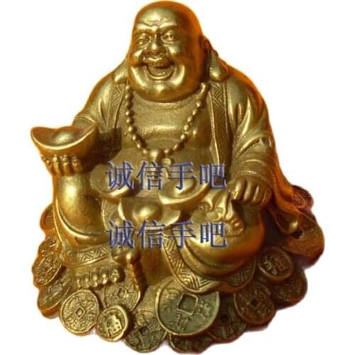 Chinese handmade copper brass gold Buddha Maitreya Zhaocai smiling Buddha Buddha ornaments