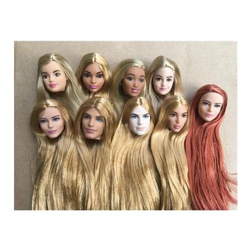 Rare New Long Hair Doll Head Collection Gold Rooted Hair Doll Heads 1/6 Lady Toy Head DIY Toy Parts Male Female Doll Heads